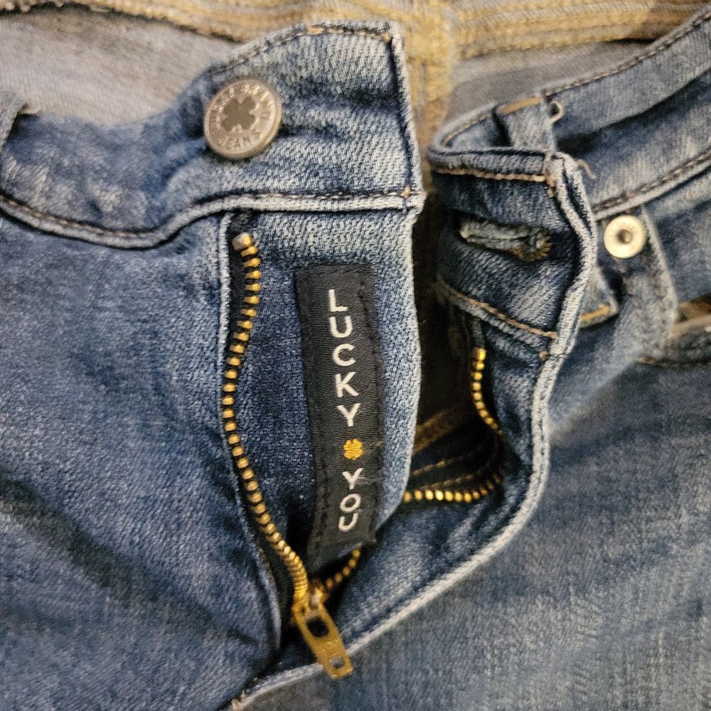 Lucky Brand Split Bottom Distressed Jeans AV Crop Skinny Size 6